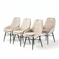 Sedie moderne in tessuto beige con struttura in metallo nero set da quattro unità