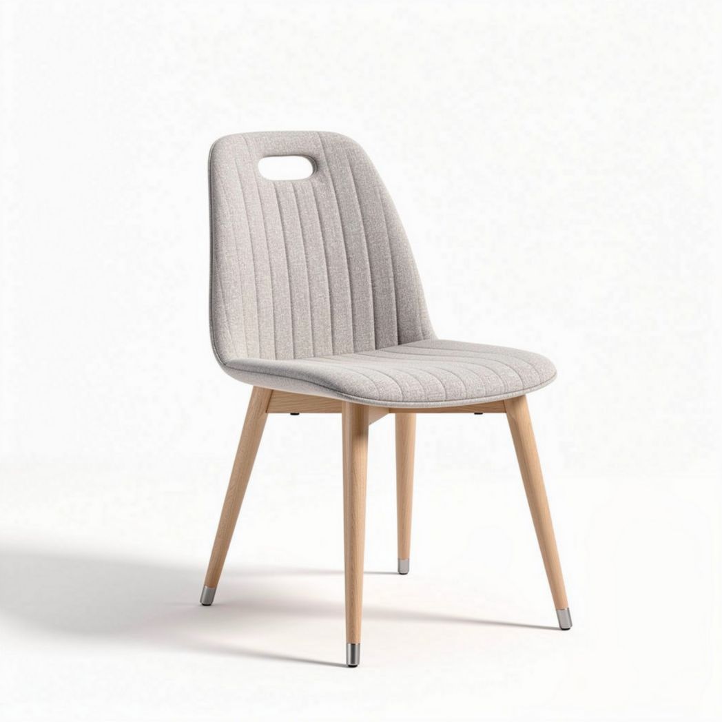 Sedia in tessuto grigio con gambe in legno 45 x 50 x 85cm