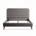 Letto matrimoniale in tessuto grigio con testiera imbottita e contenitore 200 x 160 x 100cm