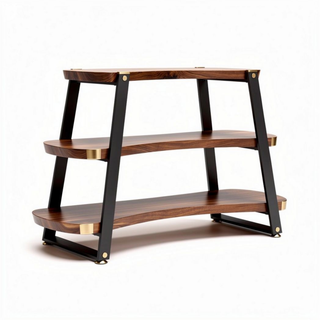 Mobile con struttura in metallo nero e ripiani in legno 90 x 40 x 70cm