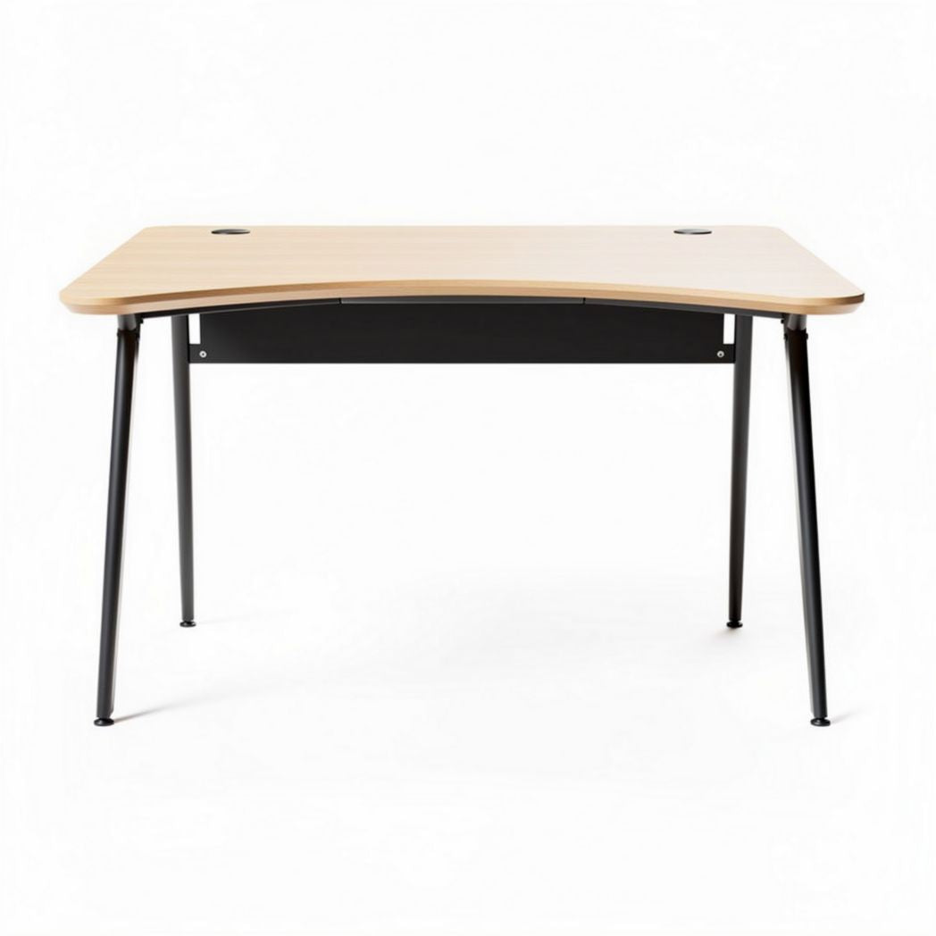 Scrivania angolare in legno di betulla con gambe nere 150 x 75 x 75cm