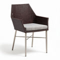Sedia da giardino in rattan marrone con cuscino grigio dimensioni 60 x 60 x 85cm