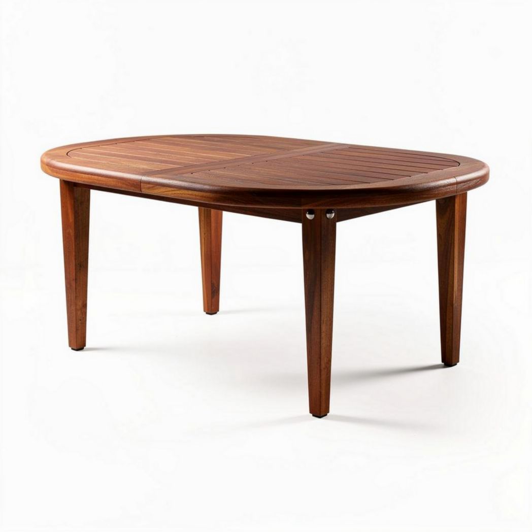 Tavolo da giardino ovale in legno massello colore marrone 120 x 80 x 75cm
