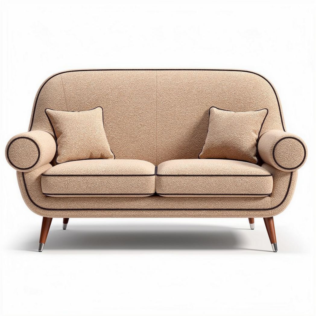 Divano 2 posti in tessuto beige con cuscini arredamento moderno 180 x 90 x 85cm